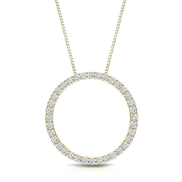 Auriya 14k Yellow Gold Diamond Circle Necklace Free Shipping Today 16472176 8448