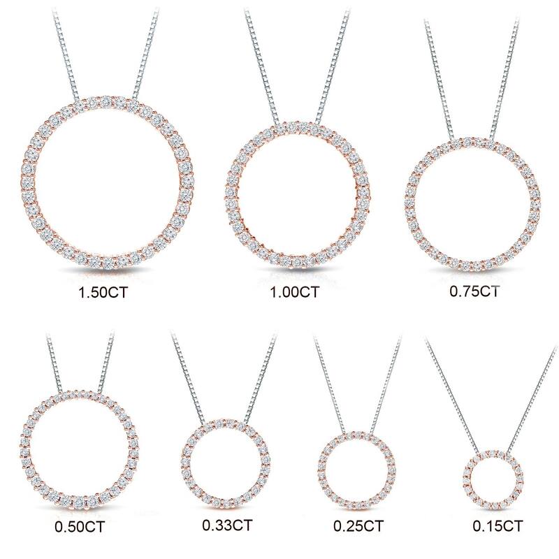 Auriya 0.15 to 1 1/2ctw Diamond Circle Necklace 14k Rose Gold (H-I, VS1-VS2) - 1.50ctw