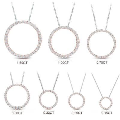 Auriya 0.15 to 1 1/2ctw Diamond Circle Necklace 14k Rose Gold (H-I, VS1-VS2)