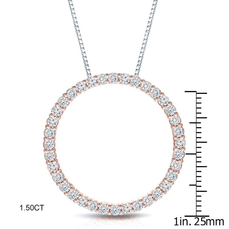 Auriya 0.15 to 1 1/2ctw Diamond Circle Necklace 14k Rose Gold (H-I, VS1-VS2)