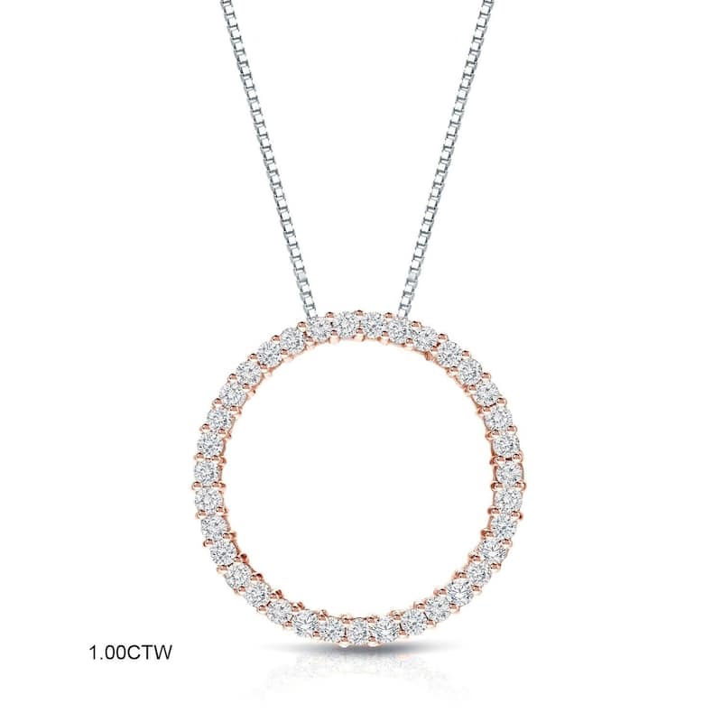 Auriya 0.15 to 1 1/2ctw Diamond Circle Necklace 14k Rose Gold (H-I, VS1-VS2)