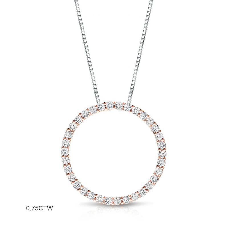 Auriya 0.15 to 1 1/2ctw Diamond Circle Necklace 14k Rose Gold (H-I, VS1-VS2)