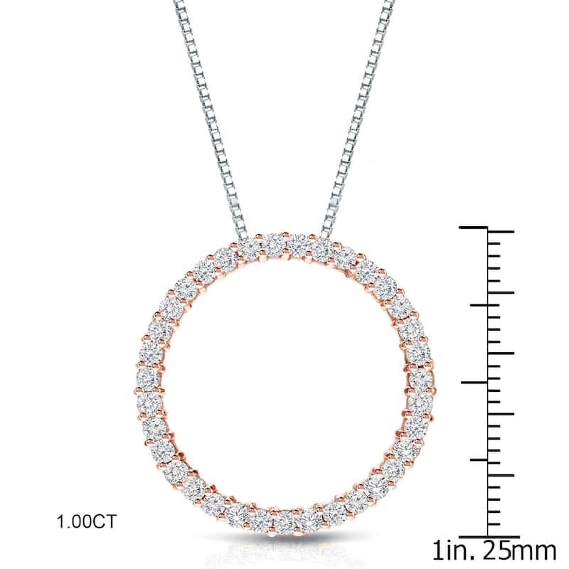 Auriya 0.15 to 1 1/2ctw Diamond Circle Necklace 14k Rose Gold (H-I, VS1-VS2)