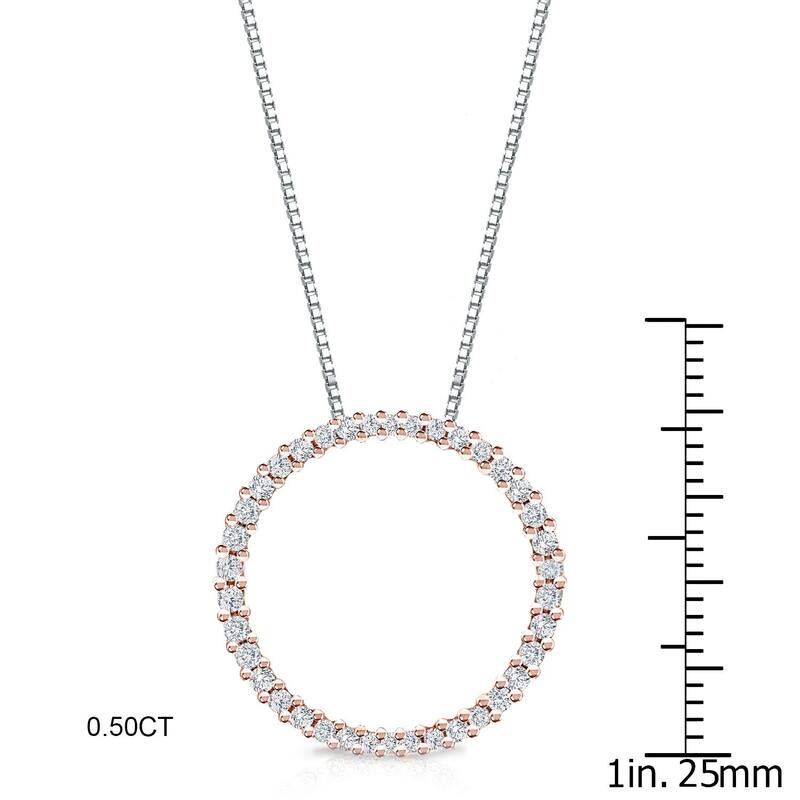 Auriya 0.15 to 1 1/2ctw Diamond Circle Necklace 14k Rose Gold (H-I, VS1-VS2)