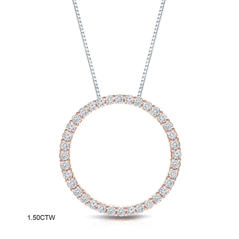 Auriya 0.15 to 1 1/2ctw Diamond Circle Necklace 14k Rose Gold (H-I, VS1-VS2)