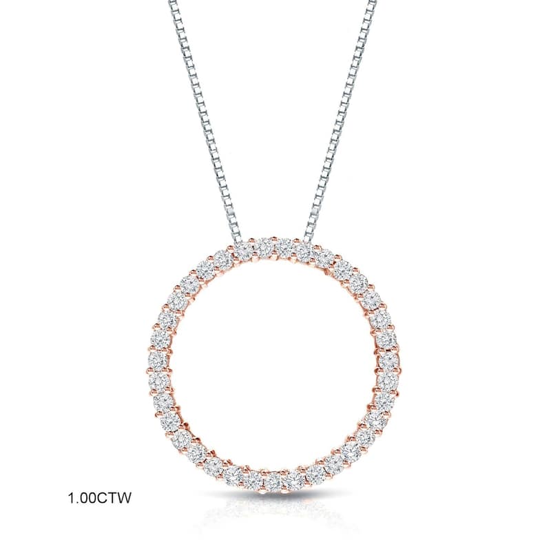Auriya 0.15 to 1 1/2ctw Diamond Circle Necklace 14k Rose Gold (H-I, VS1-VS2)