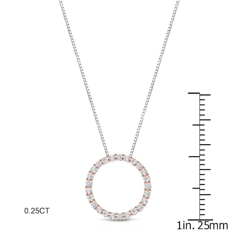 Auriya 0.15 to 1 1/2ctw Diamond Circle Necklace 14k Rose Gold (H-I, VS1-VS2)