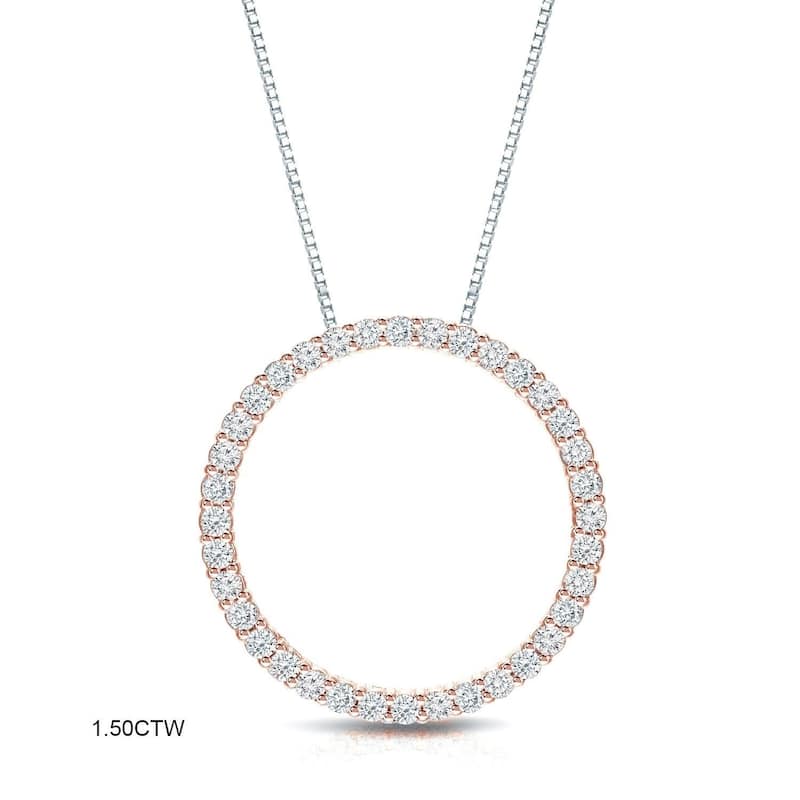 Auriya 0.15 to 1 1/2ctw Diamond Circle Necklace 14k Rose Gold (H-I, VS1-VS2)