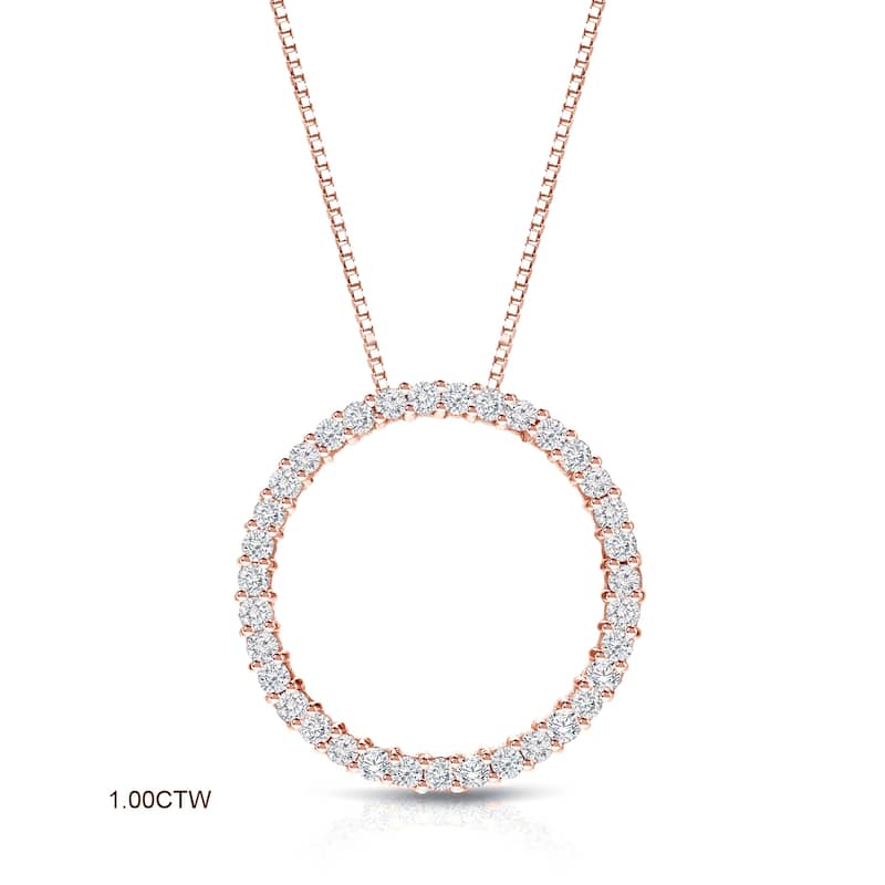 Auriya 0.15 to 1 1/2ctw Diamond Circle Necklace 14k Rose Gold (H-I, VS1-VS2)