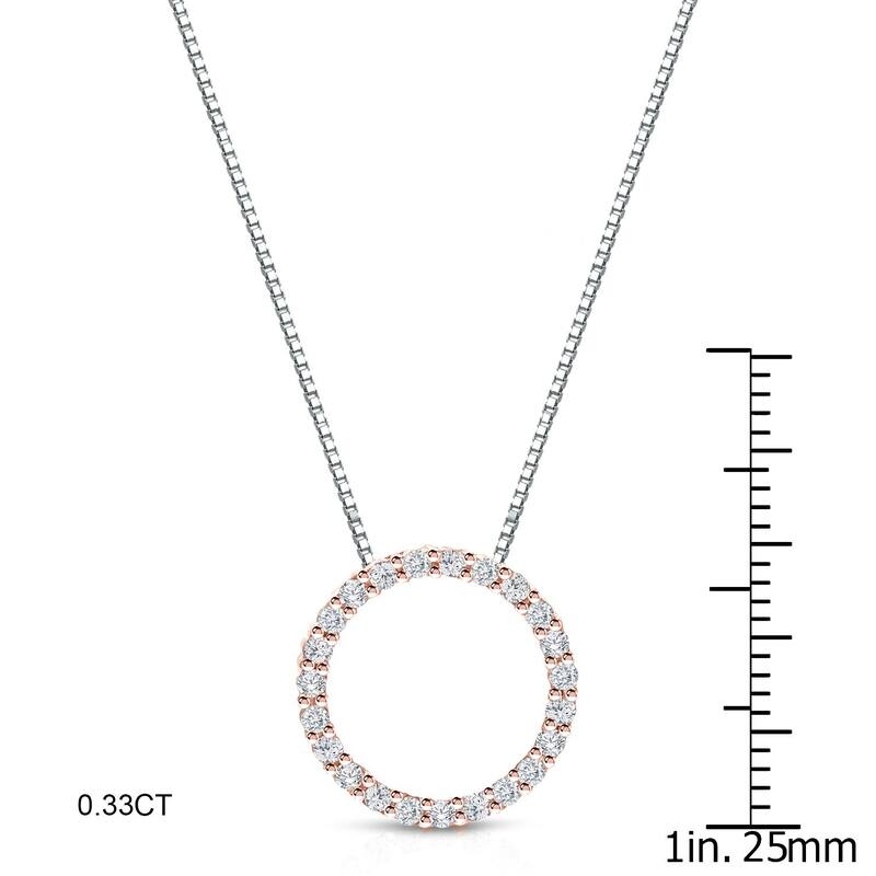 Auriya 0.15 to 1 1/2ctw Diamond Circle Necklace 14k Rose Gold (H-I, VS1-VS2)