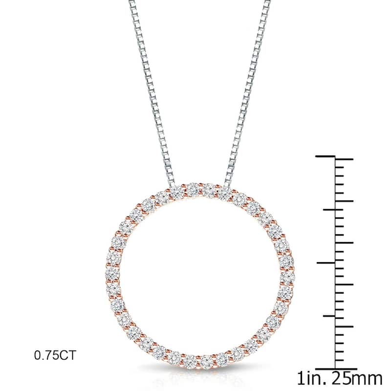 Auriya 0.15 to 1 1/2ctw Diamond Circle Necklace 14k Rose Gold (H-I, VS1-VS2)