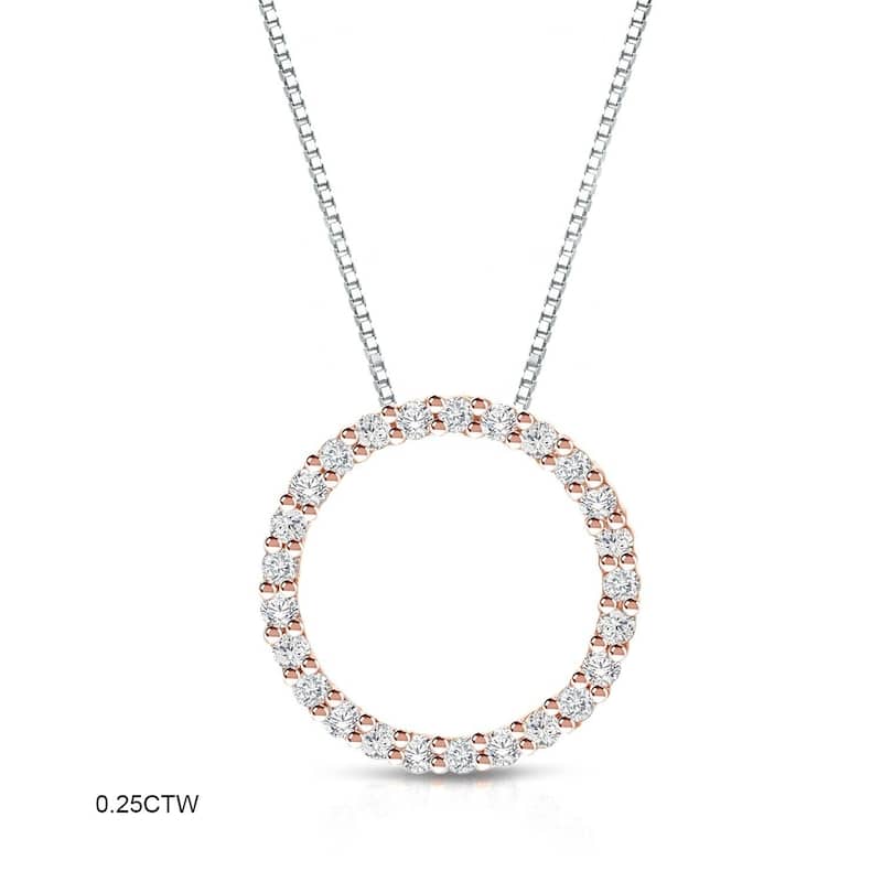 Auriya 0.15 to 1 1/2ctw Diamond Circle Necklace 14k Rose Gold (H-I, VS1-VS2)
