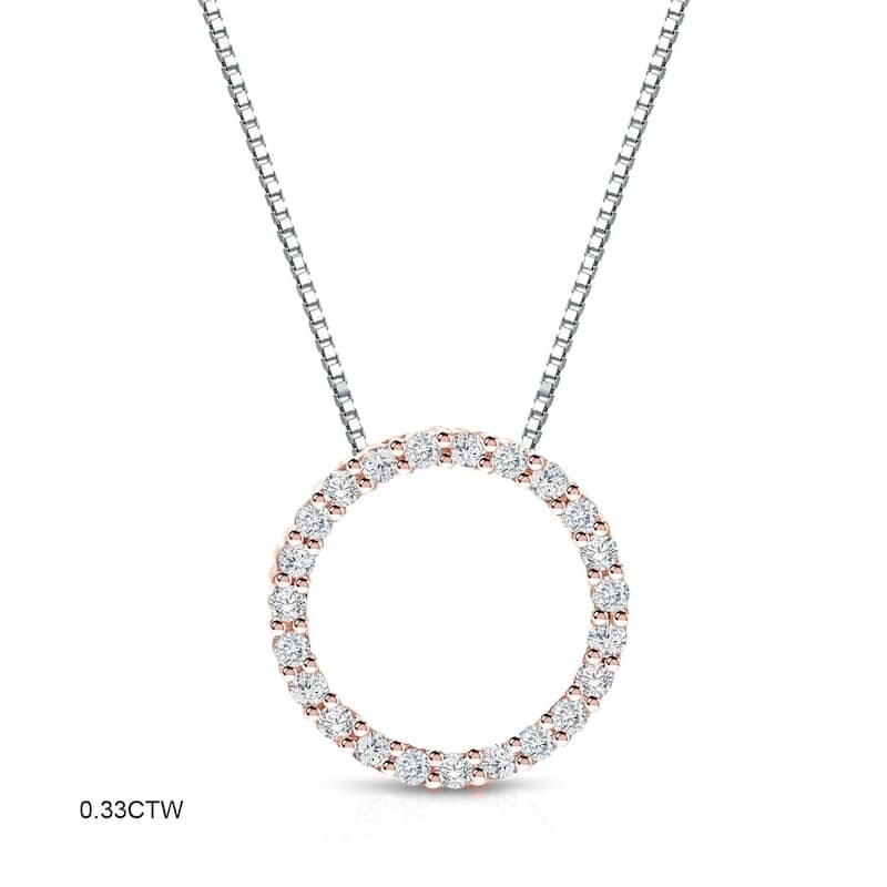 Auriya 0.15 to 1 1/2ctw Diamond Circle Necklace 14k Rose Gold (H-I, VS1-VS2)