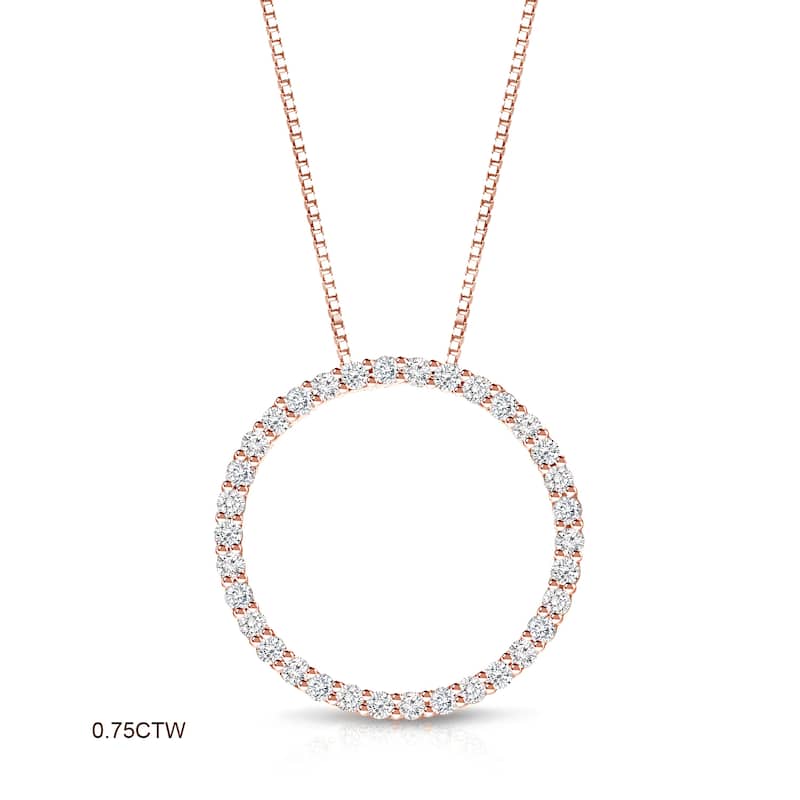 Auriya 0.15 to 1 1/2ctw Diamond Circle Necklace 14k Rose Gold (H-I, VS1-VS2)