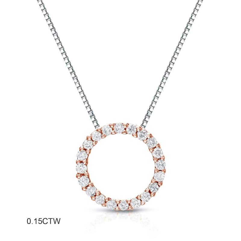 Auriya 0.15 to 1 1/2ctw Diamond Circle Necklace 14k Rose Gold (H-I, VS1-VS2)
