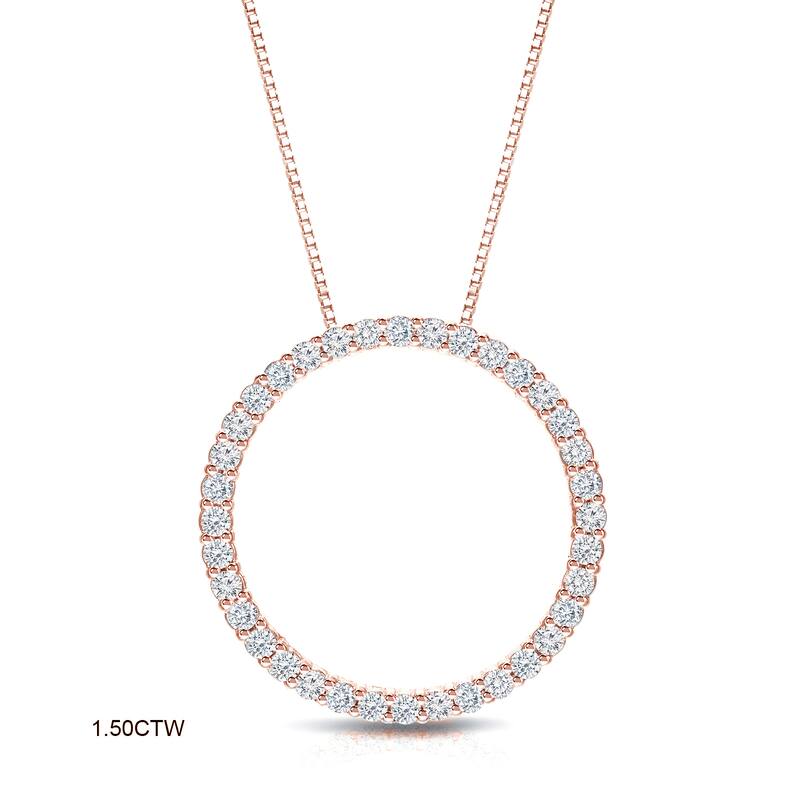 Auriya 0.15 to 1 1/2ctw Diamond Circle Necklace 14k Rose Gold (H-I, VS1-VS2)