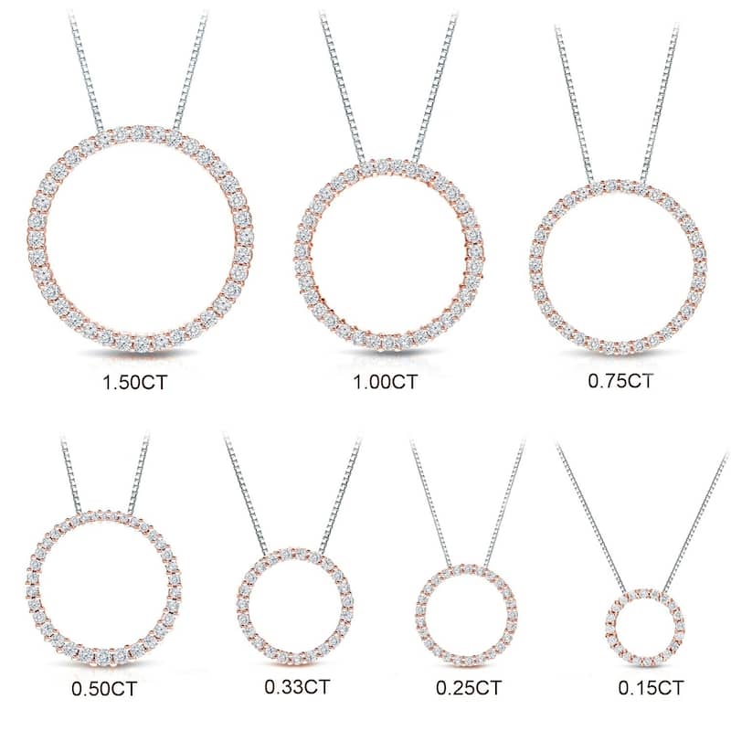 Auriya 0.15 to 1 1/2ctw Diamond Circle Necklace 14k Rose Gold (H-I, VS1-VS2)