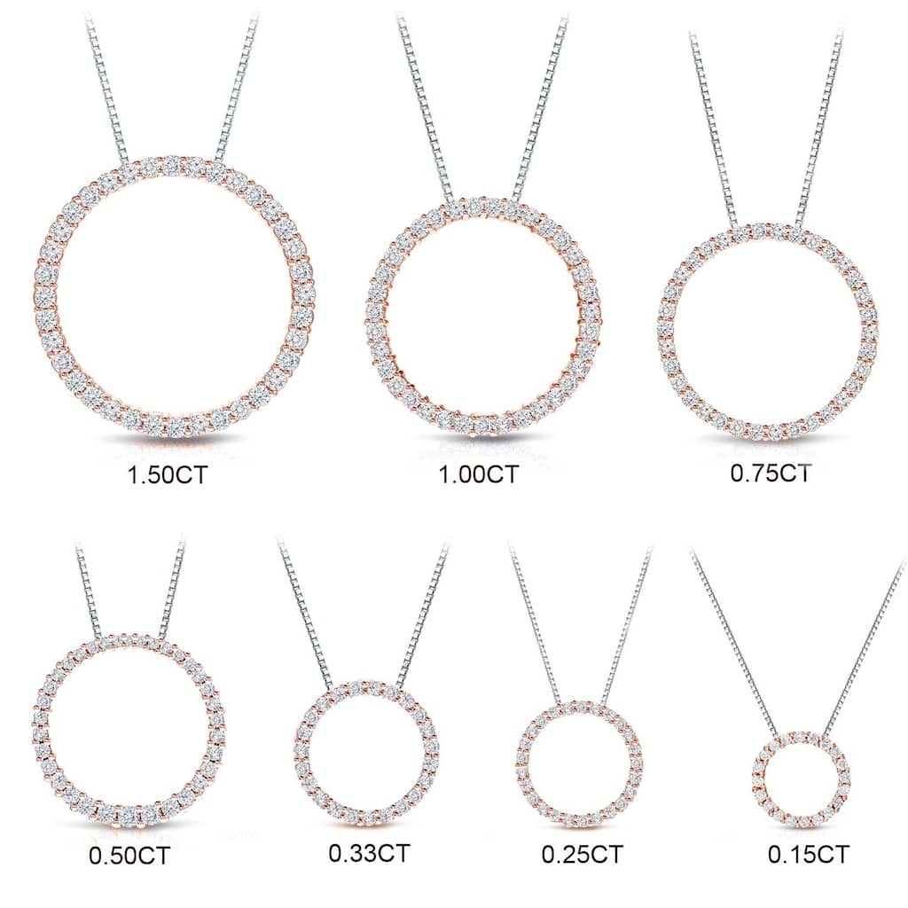 Auriya 0.15 to 1 1/2ctw Diamond Circle Necklace 14k Rose Gold (H-I, VS1-VS2)