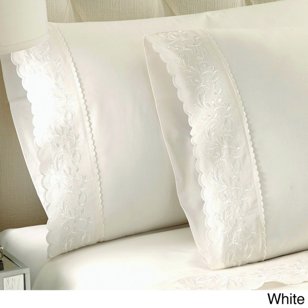 Amraupur Overseas Jasmine Embroidered 100-percent Cotton 250 Thread Count Sheet Set
