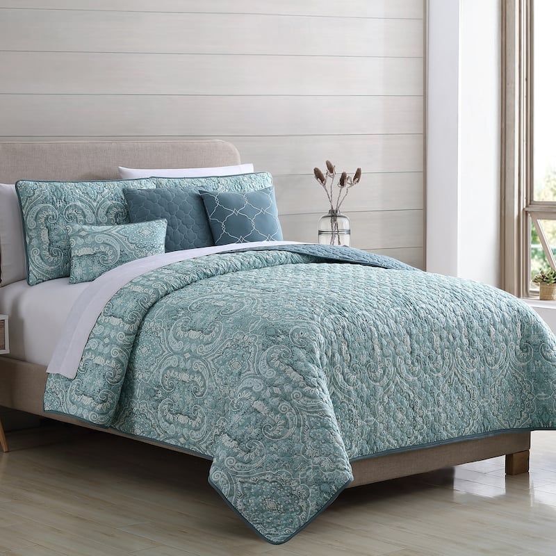 Modern Threads Paisley 6-Piece Reversible Quilt Set - Queen
