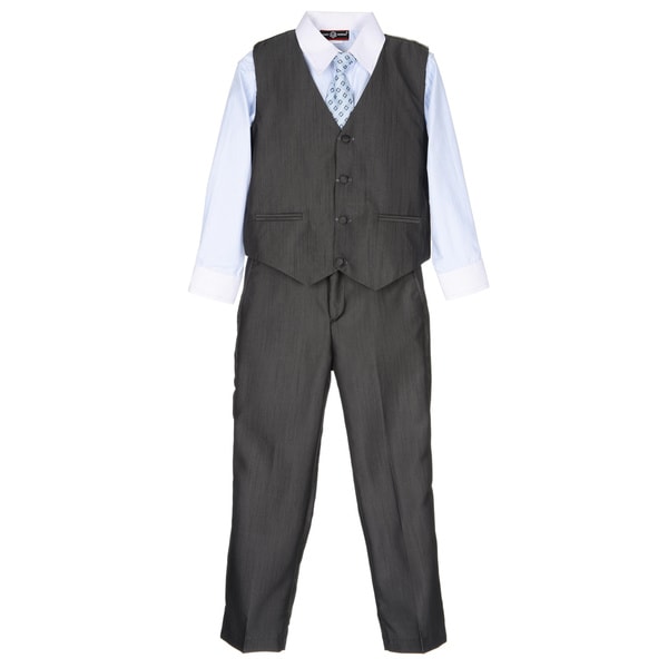 Shop James Morgan Toddler Boys Grey and Light Blue 4-piece Vest Set ...
