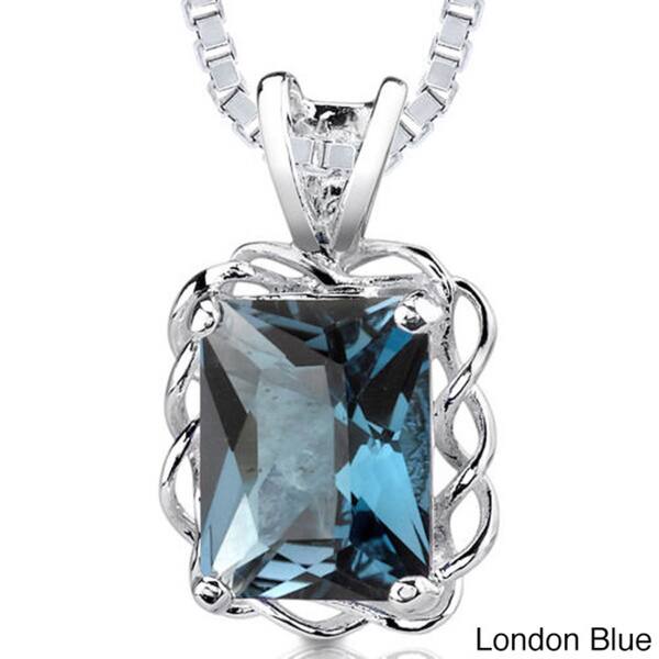 slide 7 of 15, Oravo Sterling Silver Radiant Gemstone Pendant November - Blue - Topaz