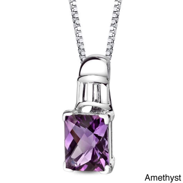 Oravo Sterling Silver Radiant-cut Gemstone Pendant