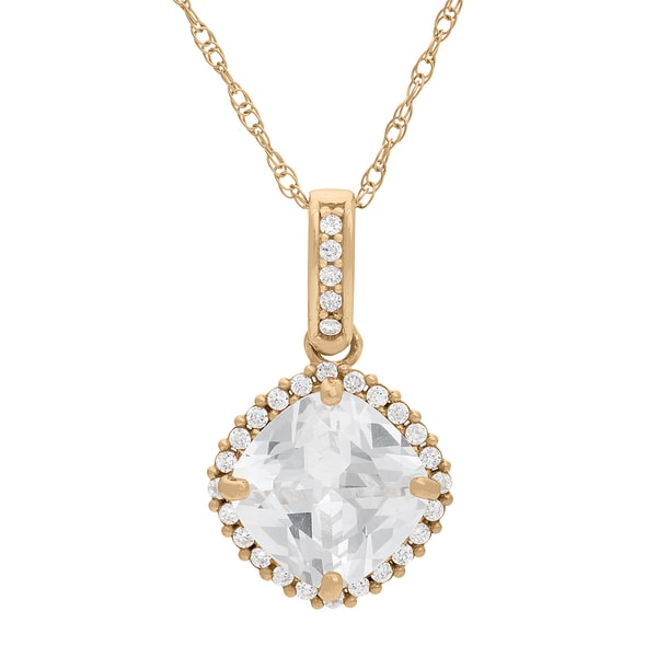 Gioelli 10KT Gold 10.72 tcw 8mm Cushion Pave CZ Pendant
