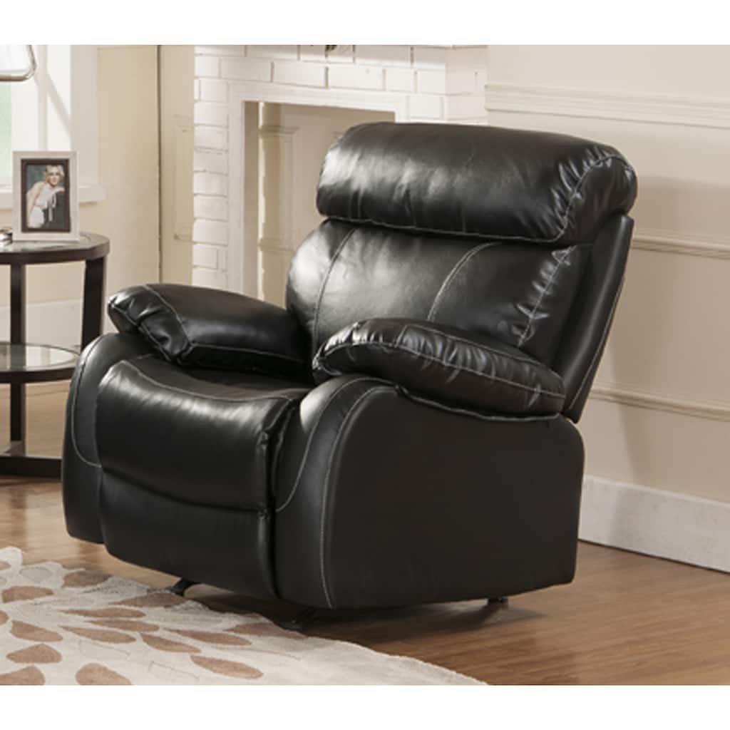 Barcelona Black Leather Rocking Recliner Chair