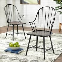Simple Living Milo Black and Espresso Mixed Media Arm Chairs (Set of 2) - N/A