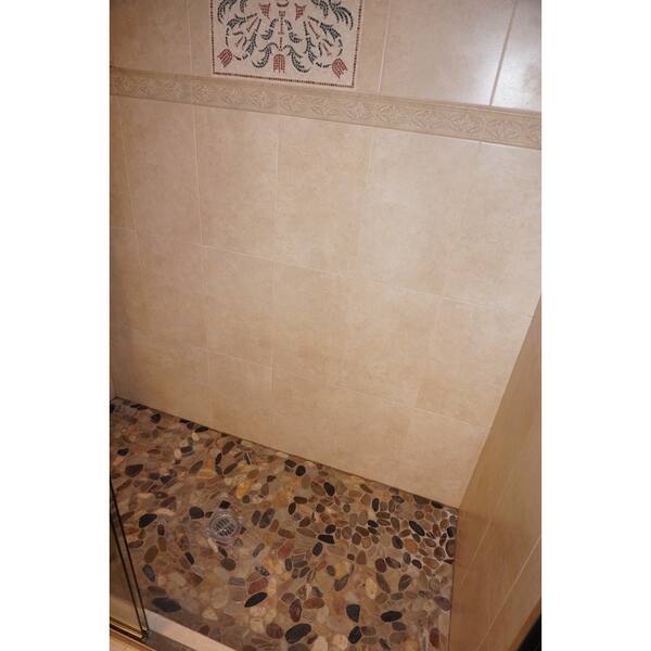Interlocking Mixed Colored Flat Pebble Mesh Tile 5 Pack Kitchen Bathroom And Patio Flooring Indoor And Outdoor Overstock 9314217