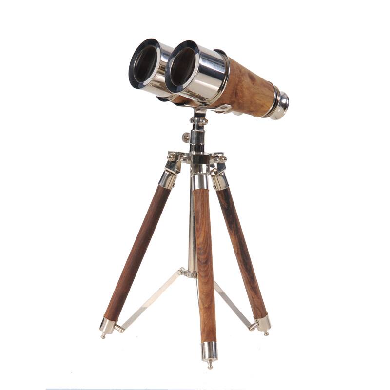 Brass Binocular on Display Stand - Brass Binocular On Stand