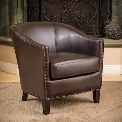 Austin Brown Bonded Leather Club Chair by Christopher Knight Home