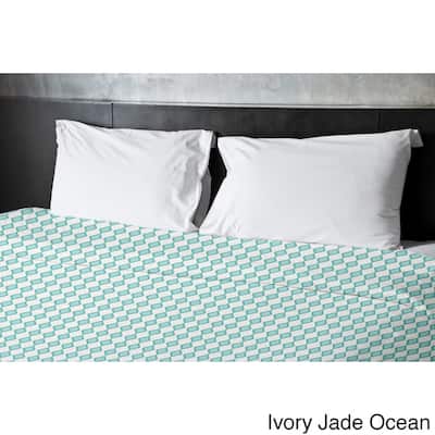 Tri-tone Geometric Print King Duvet Cover