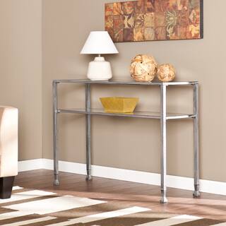 slide 1 of 1, Clay Alder Home Liberty Silver Metal and Glass Console Table