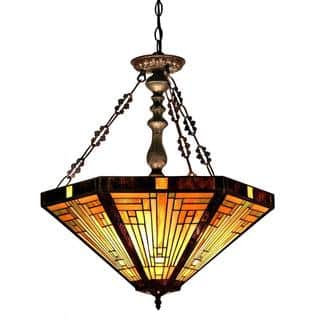 Tiffany Style Mission Design 3-light Dark Antique Bronze Pendant