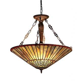 Tiffany Style Mission Design 3-light Dark Antique Bronze Pendant