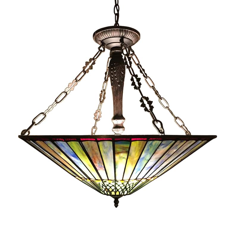 Tiffany Style Mission Design 3-light Dark Antique Bronze Pendant
