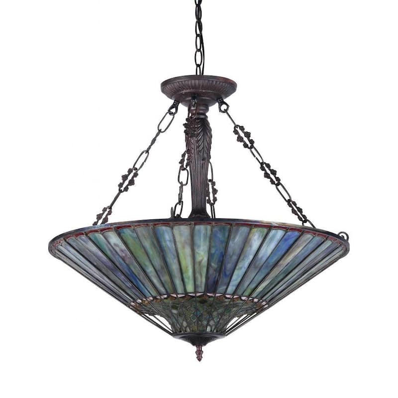 Tiffany Style Mission Design 3-light Dark Antique Bronze Pendant