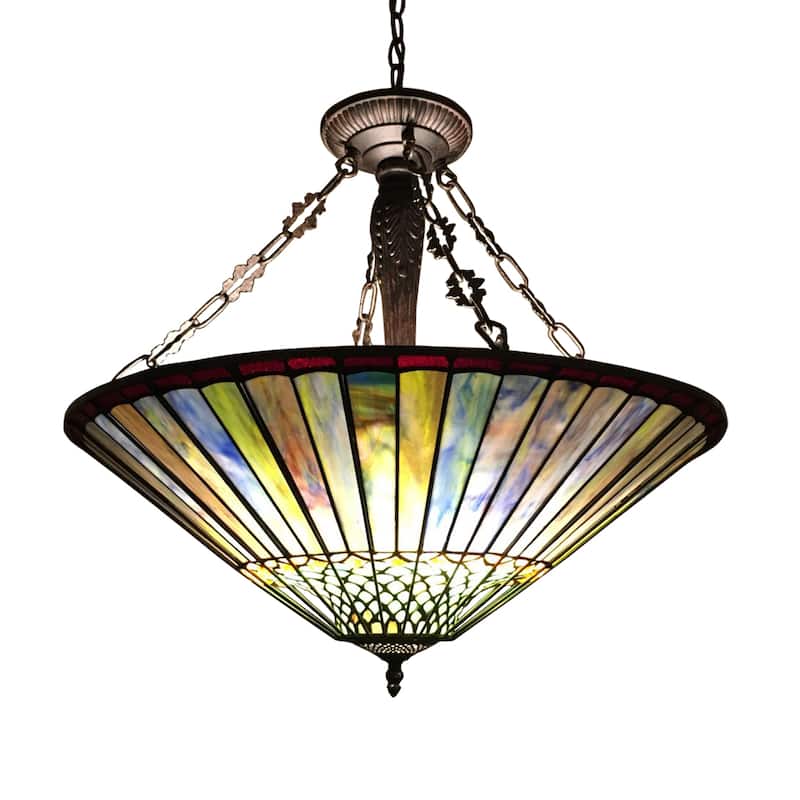 Tiffany Style Mission Design 3-light Dark Antique Bronze Pendant