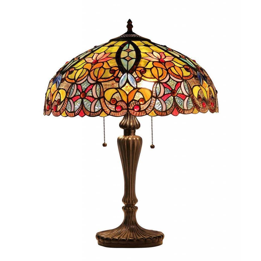 Tiffany Style Victorian Design 2-light Dark Antique Bronze Table Lamp