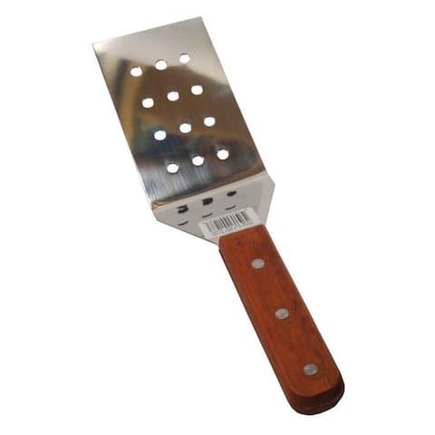 Perforated Stainless Steel Wood Handle Spatula - 12"