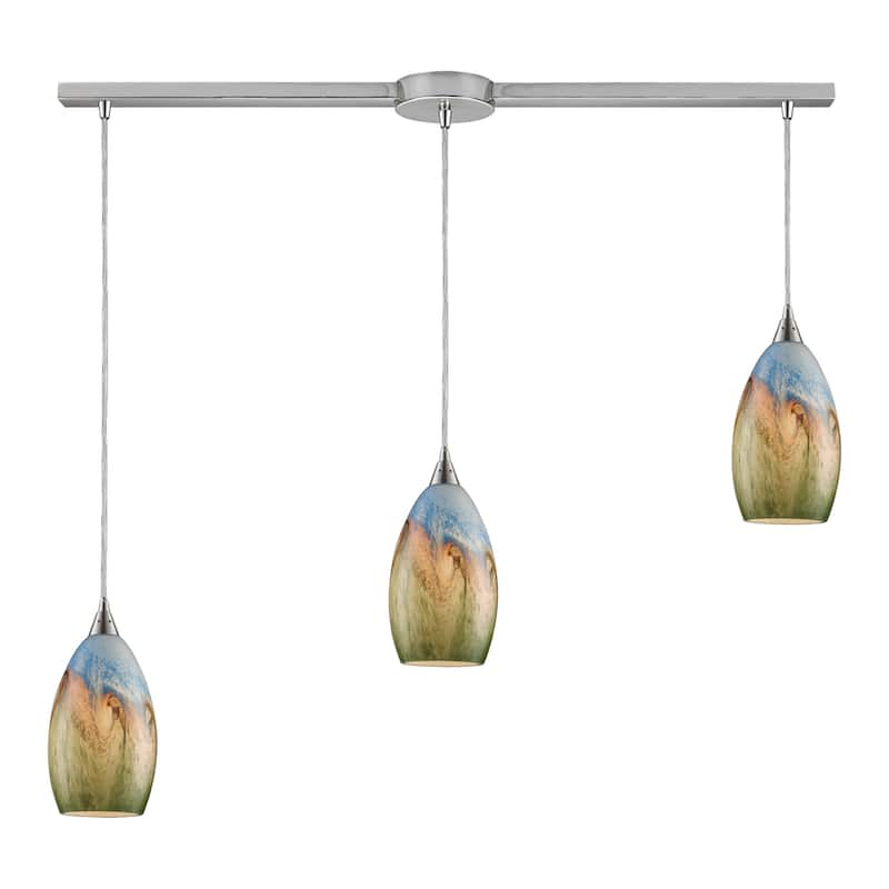 Elk Home Geologic Satin Nickel With Multicolor Glass 3 Light Pendant