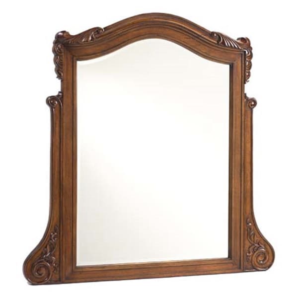 Light Walnut 30 inch Fluted Side Pillars Wall Mirror