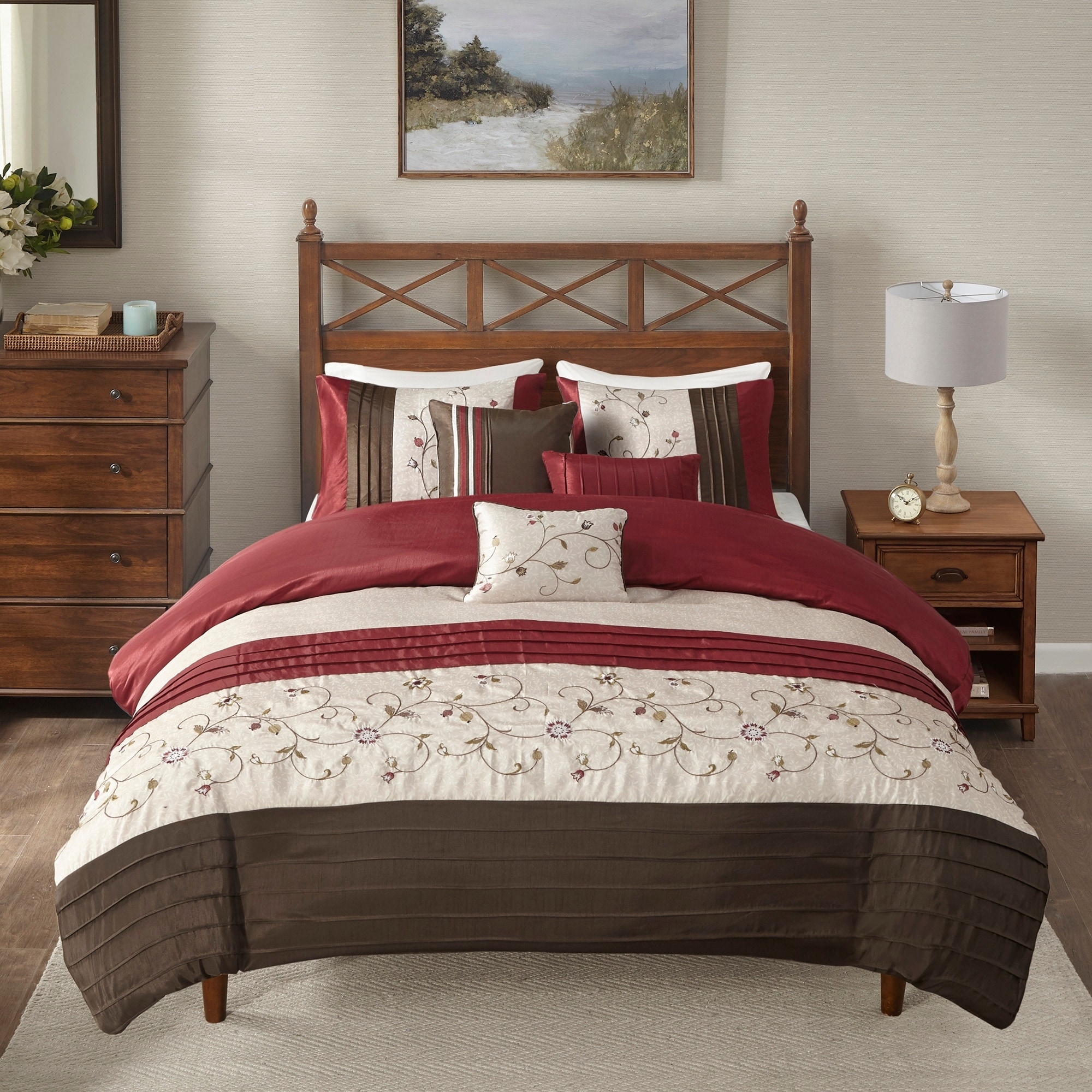 Shop Madison Park Belle 6 Piece Red Duvet Cover Set Free