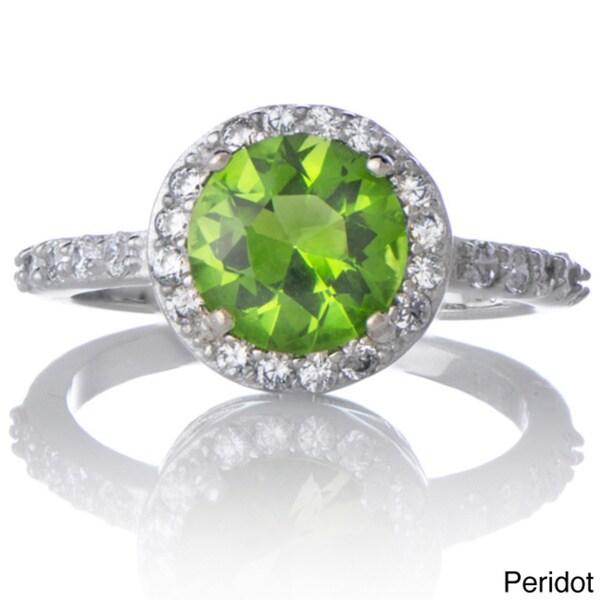 Sterling Silver Cubic Zirconia Halo Birthstone Ring