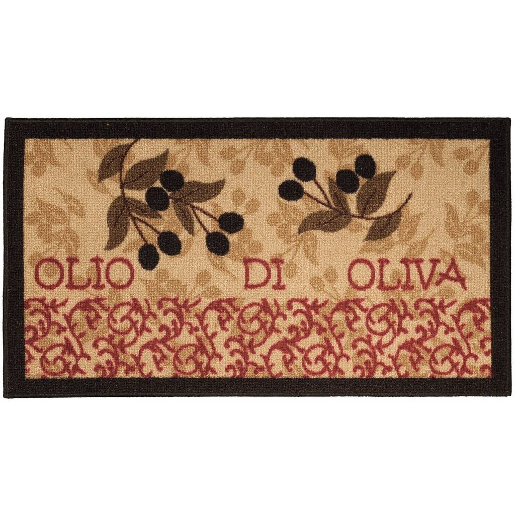 Italian Kitchen Olive Garden Non-Slip Kitchen Mat Rubber Back Rug (1'6 x 2'6) - 1'6 X 2'6 - 1'6 X 2'6