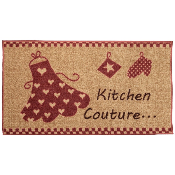 Kitchen Couture Red Ivory Non Slip Kitchen Mat Rubber Back Rug (16 x