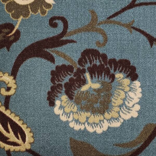 Shop Rubber Back Ocean Blue Floral Non Slip Area Rug 3 3 X 5 Overstock 9316198