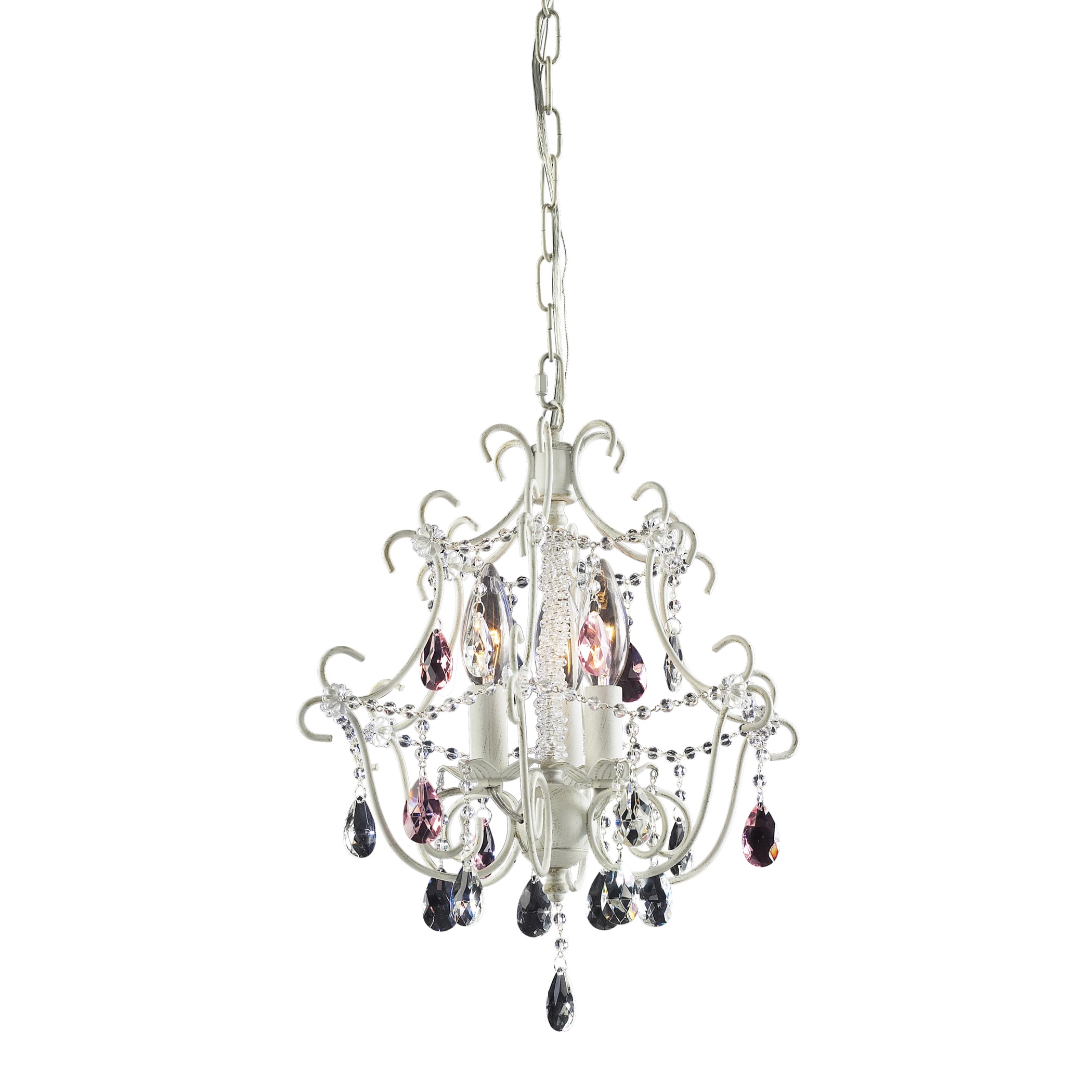 Elk Lighting 'Minique' Crystal 3-light Antique White Mini Chandelier (Antique White Chandelier w/ Converter Kit) - Chandeliers For Bedrooms by Overstock.com